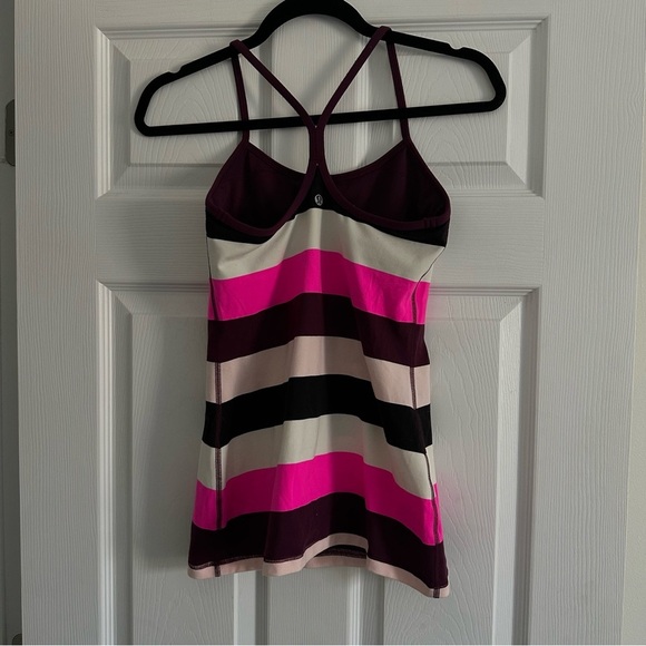 Size 4 Vintage Lululemon Power Y Tank - Pow Stripe/Raspberry Glow - Picture 4 of 6